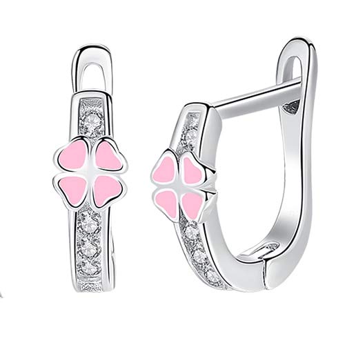 Ohrringe Pink Red Emaille Herz Blume Kristallstollen Ohrring für Mädchen Schmuck von BNCXMO
