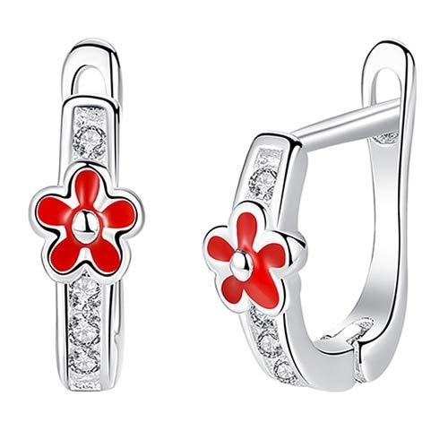 Ohrringe Pink Red Emaille Herz Blume Kristallstollen Ohrring für Mädchen Schmuck von BNCXMO