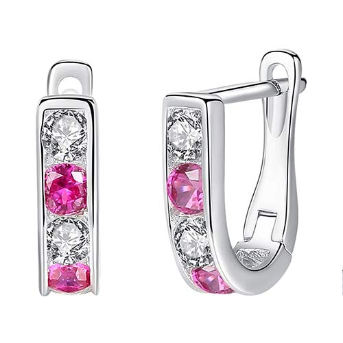 Ohrringe Pink Red Emaille Herz Blume Kristallstollen Ohrring für Mädchen Schmuck von BNCXMO