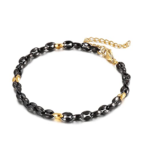 Premiumarmband für Männer Edelstahlbohnenkettenarmband Hip-Hop-Kette für Männer Jungen Länge 20 cm Schwarz Premiumarmband für Männer Edelstahlbohnenkettenarmband Hip-Hop-Kette für Männer Jungen Länge 20 cm Schwarz von BNCXMO