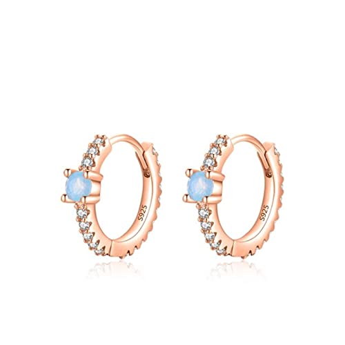Trendige Ohrringe - 925 Sterling Silber glänzend runde blaue Opal -Ohr -Schnallen Mode -Reifen für Frauen Original Design Party Fein Schmuck von BNCXMO