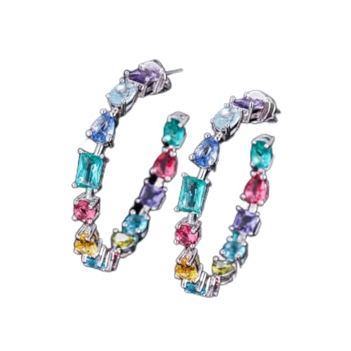 Trendige Ohrringe - Zirkone Trendy American Cubic Zirkonia Kristall mehrfarbig Big Hoop Ohrringe Kreis Runddesign Frauen Ohrschmuck von BNCXMO