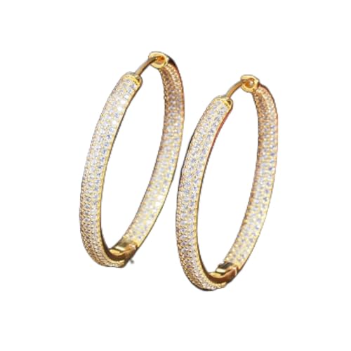 Trendige Ohrringe - Zirkone atemberaubende doppelseitige kubische Zirkonia Big Circle Round Hoop Ohrringe für Frauen trendy Goldfarbe Schmuck Schmuck Trendige Ohrringe - Zirkone atemberaubende doppelseitige kubische Zirkonia Big Circle Round Hoop Ohrringe für Frauen trendy Goldfarbe Schmuck Schmuck von BNCXMO