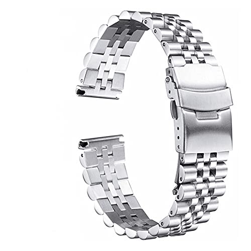 Wachgurt Metall aus Edelstahl 12 mm 14 mm 16 mm 18 mm 20 mm 20 mm 22 mm Schnellfreisetzte gebogene Endgurt Männer -Frauen -Schmetterlingsschnalle Festes Armband mit Accessoires/18 mm/Silber Roségold von BNCXMO