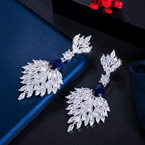 Wunderschöne grüne kubische Zirkonia Lange Feder Dangle Drop Ohrringe für Frauen Hochzeit Bankett Schmuckzubehör Accessoires von BNCXMO