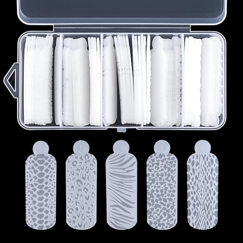 BNG 60 Stück Dual Formen Aufkleber für Nagel Gel Kristalle, Silikonformen, Formen zum Erstellen von Relief Designs auf Nägeln, Wiederverwendbare Duet System Schablone, Dual Form für French-Maniküre von BNG