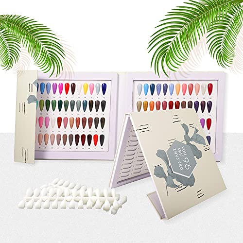 BNG 96 Nagellack Display Buch Profi Nagelfarbkarte Palette Gellack Präsentation mit 240 Stück Nagel Tipps, Nagel Buch Praxis Design Planke für DIY Nagelkunst Salons Satz, (96 Stück-A) von BNG