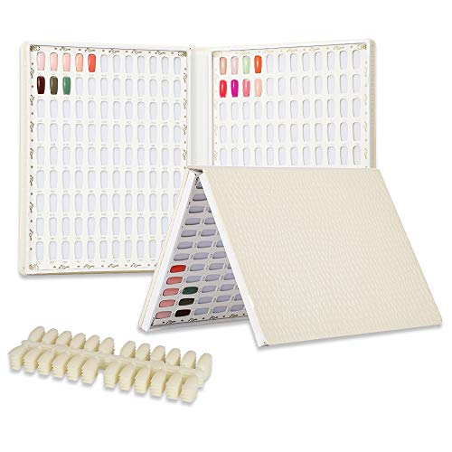 BNG Nagel-Display-Buch, 216 Farben, Nagelkunst-Farbtabelle, professionelle Gel-Nagellack-Präsentationskarte mit 240 künstlichen Nägeln für Salon-Nagelkunst, weißes Lederbuch, Nagelfarbdisplay BNG Nagel-Display-Buch, 216 Farben, Nagelkunst-Farbtabelle, professionelle Gel-Nagellack-Präsentationskarte mit 240 künstlichen Nägeln für Salon-Nagelkunst, weißes Lederbuch, Nagelfarbdisplay von BNG