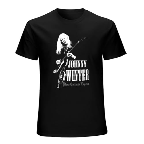 Johnny Winter Blues Guitarist Men T-Shirt Black 3XL von BNGMIAO
