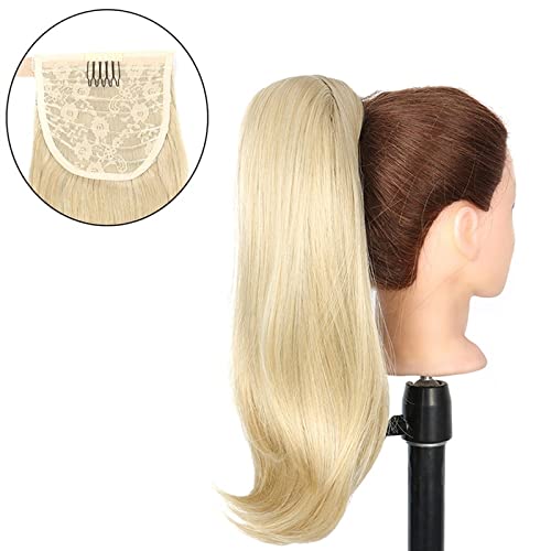 Messy Bun Stirnband 18 Zoll synthetische gerade Pferdeschwanz-Haarverlängerungen Perückenknoten Wrap Pferdeschwanz Haarspange Clips for Frauen Haar-Accessoires Haarknoten Unsichtbarer Haarknoten (Col von BNNP