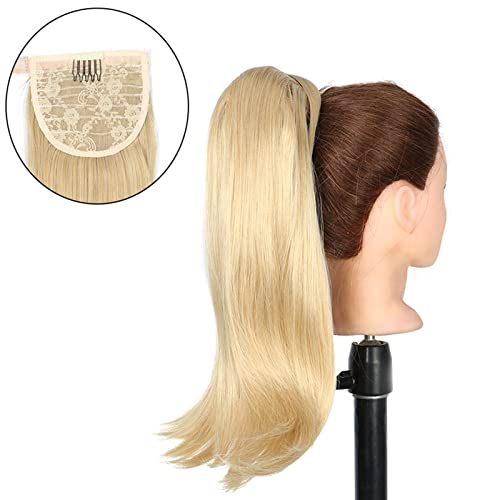 Messy Bun Stirnband 18 Zoll synthetische gerade Pferdeschwanz-Haarverlängerungen Perückenknoten Wrap Pferdeschwanz Haarspange Clips for Frauen Haar-Accessoires Haarknoten Unsichtbarer Haarknoten (Col von BNNP