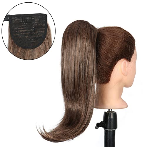 Messy Bun Stirnband 18 Zoll synthetische gerade Pferdeschwanz-Haarverlängerungen Perückenknoten Wrap Pferdeschwanz Haarspange Clips for Frauen Haar-Accessoires Haarknoten Unsichtbarer Haarknoten (Col von BNNP