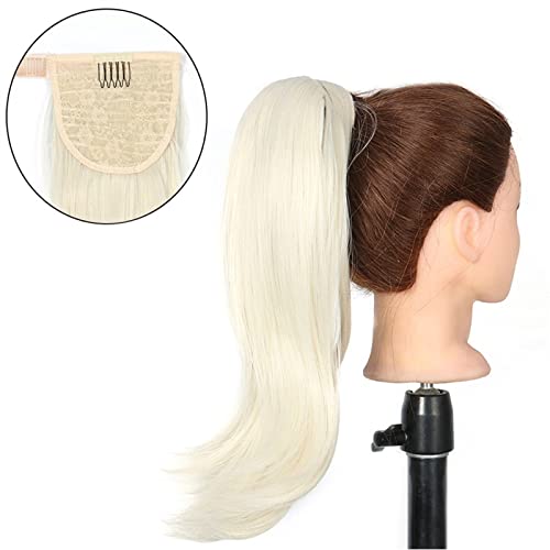 Messy Bun Stirnband 18 Zoll synthetische gerade Pferdeschwanz-Haarverlängerungen Perückenknoten Wrap Pferdeschwanz Haarspange Clips for Frauen Haar-Accessoires Haarknoten Unsichtbarer Haarknoten (Col von BNNP