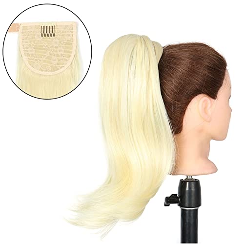 Messy Bun Stirnband 18 Zoll synthetische gerade Pferdeschwanz-Haarverlängerungen Perückenknoten Wrap Pferdeschwanz Haarspange Clips for Frauen Haar-Accessoires Haarknoten Unsichtbarer Haarknoten (Col von BNNP