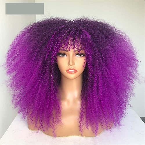 Perücke Lace Front Kurzhaar Afro Kinky Curly Perücke mit Fransen Synthetic Cosplay Flauschige natürliche Perücken für Frauen Perücke Lace Front High Density (Color : 03, Size : von BNNP