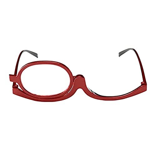 BNOYONERAS Makeup Lesebrille Frauen, Vergrößerungs Make-Up, Drehbare Leichte Faltbare, Modische Augen-Make-Up-Brille, Einzel Auge Make-up Lupe Brille, +3.50, Rot von BNOYONERAS