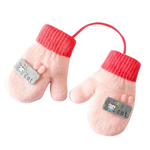 Mädchen Winter Glove Kinder Handschuhe Winter Strickhandschuhe mit Plüsch Kinderhandschuhe Warme Handschuhe Winter Handschuhe Fäustlinge Baby Fausthandschuh Winterhandschuhe Mit Schnur 1-3 Jahre von BNOYONERAS