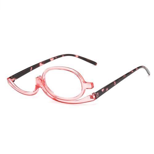 Monolente Schminkbrille Tragbare rotierende und faltbare Schminkbrille Damen Lesebrille für Make-up Brille Make Up Brille mit umkehrbarer Linse +2,50, Rosa von BNOYONERAS