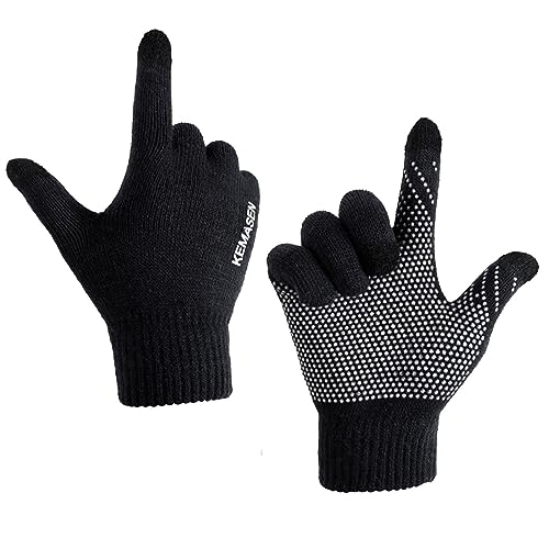 Strickhandschuhe Herren Fingerhandschuhe Touchscreen Handschuhe Winterhandschuhe Handschuhe Winter Winter Warm Handschuhe Fäustlinge Vollfinger Handschuhe Warme Strick Handschuhe für Skifahren von BNOYONERAS