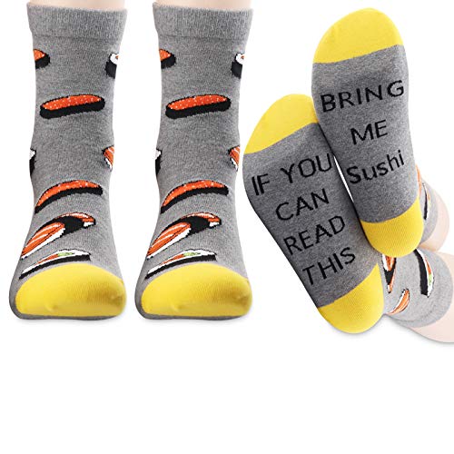 2 Paar Sushi-Socken mit Aufschrift "If You Can Read This Bring Me", Sushi-Liebhaber, Geschenke, lustige Sushi-Geschenke, 2 Paar Sushi-Socken, 42 von BNQL