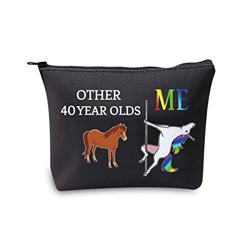 Geschenktasche zum 40. Geburtstag für Frauen und andere 40 Jahre alte Me, Einhorn-Tasche 40 und tolle Geschenktüten zum 40. Geburtstag, Make-up-Tasche, Kosmetiktasche, Schwarze Tasche zum 40. von BNQL