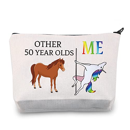 Einhorn-Make-up-Tasche zum 50. Geburtstag für Frauen und andere 50 Jahre alte Me, tolle Geschenktasche, lustiges Geschenk zum 50. Geburtstag, 50. Tasche, L Einhorn-Make-up-Tasche zum 50. Geburtstag für Frauen und andere 50 Jahre alte Me, tolle Geschenktasche, lustiges Geschenk zum 50. Geburtstag, 50. Tasche, L von BNQL