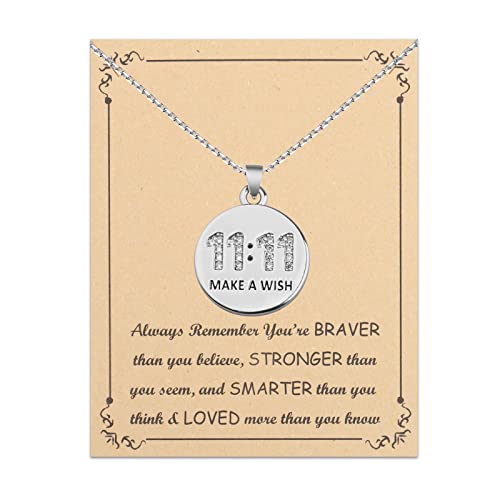 BNQL 11 11 Make a Wish Halskette 11 11 Engel Zahlen Halskette Make A Wish Geschenk Schmuck für Frauen Mädchen, Edelstahl von BNQL