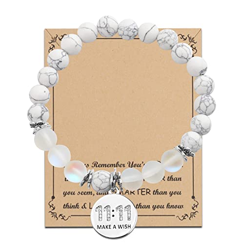 BNQL 11 11 Make a Wish Halskette 11 11 Engel Zahlen Halskette Wunsch Geschenk Schmuck für Frauen Mädchen, Edelstahl von BNQL