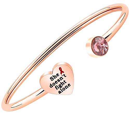 BNQL Brustkrebs-Bewusstseins-Armband, Krebsbewusstsein, Schmuck, rosa Schleife, Armband "She Doesn't Fight Alone", 2.4 inch, Edelstahl von BNQL