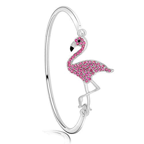BNQL Armband mit Aufschrift "Be a Flamingo in a Flock of Pigeons", 20 cm, Edelstahl, Zirkonia von BNQL