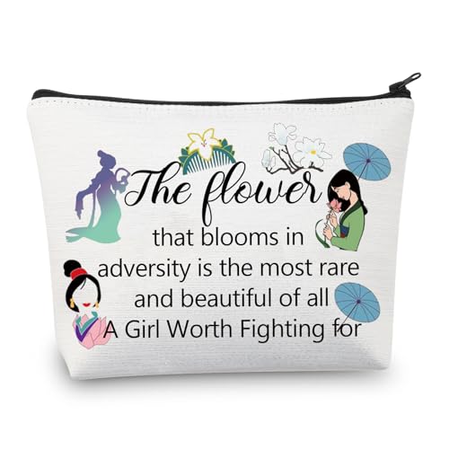 BNQL Mulan Geschenke für Frauen Mädchen Mulan Prinzessin Make-up Kosmetiktasche Mulan Flower Fan Geschenke inspiriert ein Mädchen lohnt sich zu kämpfen, Mulan Princess Make-up-Tasche, modisch von BNQL