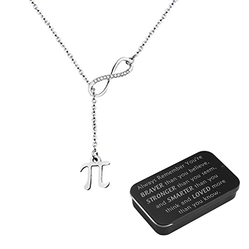 BNQL Pi Halskette Pi Symbol Halskette Pi Anhänger Schmuck Halskette Mathematik Lehrer Geschenk mit You Are Braver Stronger Smarter Than You Think Schmuckschatulle von BNQL