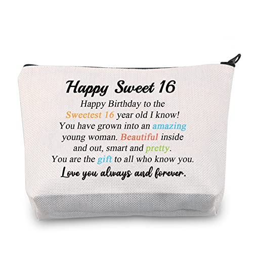 BNQL Sweet 16 Geschenke für Mädchen Make-up-Tasche zum 16. Geburtstag Geschenke 16 Jahre alt Mädchen Geburtstag Geschenke 16 Mädchen Geschenke Kosmetiktasche Reisetasche, Sweet 16 Beutel von BNQL