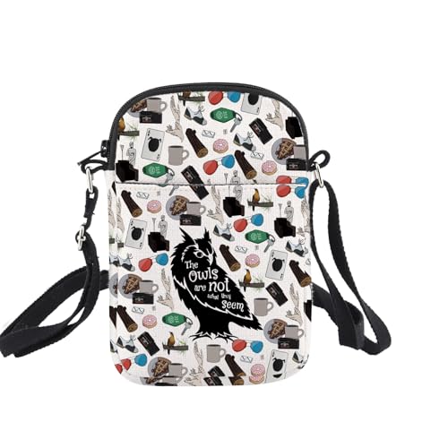 BNQL Umhängetasche mit Eulen-Motiv, inspiriert von Krimi, TV-Serie, 90er-Jahre-TV-Serie, Fandom Merch, The Owls Are Not What They Seem, Messenger Bag von BNQL