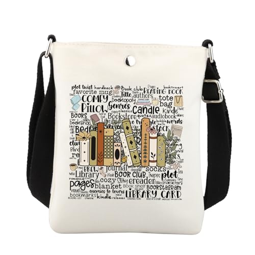 Bookworm Crossbody Bag Bookworm Gifts for Books Lovers Book Nerd Gifts for Book Reader Bookish Merchandise Bookworm Sling Bag, weiß, 8.26*5.9 inches von BNQL