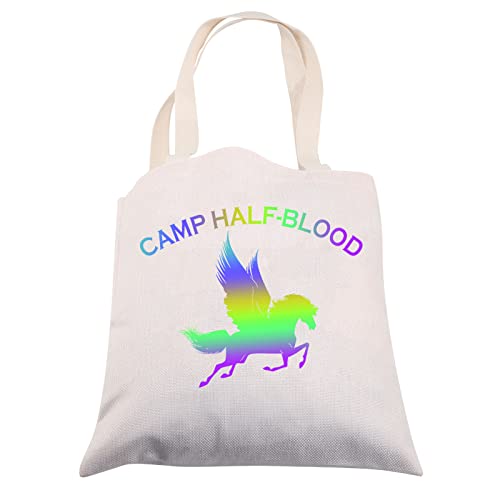 Camp Half Blood Gifts Tote Bag Percy Fans Geschenke Camp Half Blood Horse Canvas Tote Bag Schulter Shopping Wiederverwendbare Einkaufstasche, Camp Half Blood Tragetasche, LARGE von BNQL