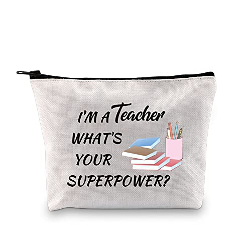 Federmäppchen mit Reißverschluss für Lehrer, Geschenk für Frauen, Lehrer, Wertschätzung, Geschenke, Make-up-Tasche, „I'm a Teacher What's Your Superpower Teacher“, Large, Leinwand., von BNQL