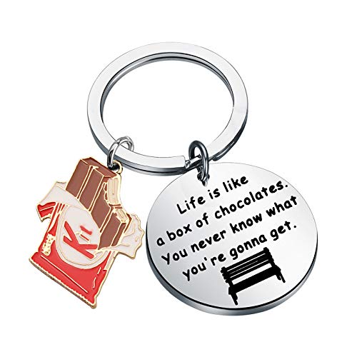 Forrest Gump inspiriertes Armband mit Schlüsselanhänger, Life is Like a Box of Chocolates Cuff Bracelet Keychain Geschenk von BNQL