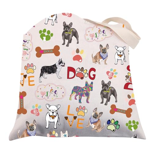 Französische Bulldogge Geschenk Tragetasche Französische Bulldogge Liebhaber Geschenk für Hund Mutter Besitzer Französische Bulldogge Leinwand Tragetasche Welpen Wiederverwendbare Tasche, Tragetasche von BNQL