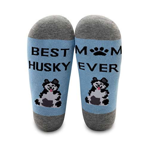 Husky Mom Socken Lustige Husky Geschenke 2 Paar Best Husky Mama Ever Socken Husky Hund Mama Geschenke Husky Neuheit Socken von BNQL