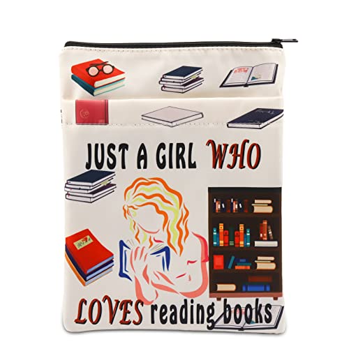 Just a Girl Who Loves Reading Books Sleeve für Buchliebhaber, Buchleser, Geschenk für Mädchen, Bucheinband, Schutzhülle mit Reißverschluss, Lesebuch für Mädchen, Einheitsgröße von BNQL