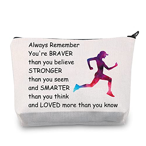 Laufliebhaber Geschenke Läufer Tasche Kosmetik Läufer Geschenke für Frauen Cross Country Running Geschenk inspirierende Make-up Tasche Reißverschluss Tasche Reise Kulturbeutel Organizer, Lauftasche von BNQL