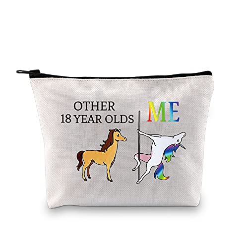 Lustige Make-up-Tasche zum 18. Geburtstag, Geschenk für Mädchen, andere 18 Jahre alte Kinder, Einhorn-Make-up-Tasche zum 18. Geburtstag, Large, Leinwand., von BNQL