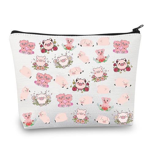 Niedliche Schweine-Make-up-Tasche, Geschenke für Schweineliebhaber, Haustierschwein-Kosmetiktasche für Frauen und Mädchen, rosa Schwein, Reißverschluss, Reise-Kulturartikel-Organizer, von BNQL