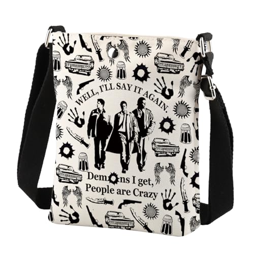 BNQL Winchester Brothers Umhängetasche, Weiß, 8.26*5.9 inches, Supernatural-Fans, Unisex-Erwachsene, Crossbody, Umhängetasche von BNQL