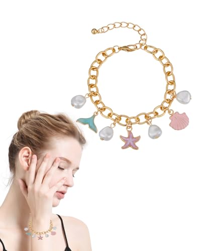 BNREOZA 1 Stück Bohemian Starfish Scallop Pearl Bracelet, Frauen Armbänder, Schwestern Armbänder, Frauen elegante Quaste Kette Armbänder, Schmuck-Sets, Geschenke für Mädchen, Sommer von BNREOZA
