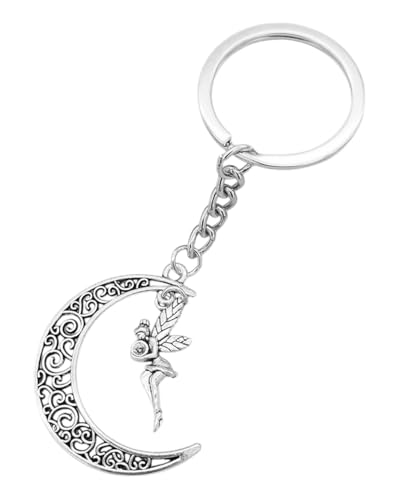 BNREOZA 1 Stück süßer Schmetterling Fee Mond Schlüsselanhänger mit Edelstahl Flügeln Schmuck, Damen Geschenk Handtasche Autoschlüssel von BNREOZA