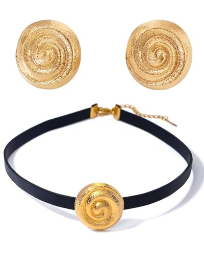 BNREOZA 1 x Legierung Leder Muschel Halskette, 1 x Legierung Muschel Ohrringe, Meer-Element-Schmuck, kreative Halsketten, Mode-Ohrringe, Kostüm-Accessoires, Boho, Strand, Sommer von BNREOZA