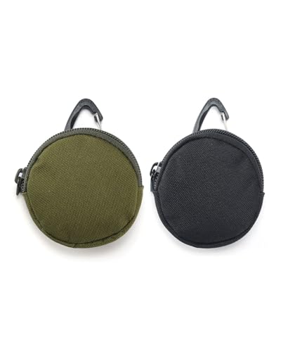 BNREOZA 2 Stück Münzgeldbörse,kleine Mini-Geldbörse,Münzbeutel mit Reißverschluss,runde Geldbörse,kleine Münzgeldbörse,wasserdichte Geldbörse aus Oxford-Stoff,kleine Münzgeldbörse mit Wanderschnalle von BNREOZA