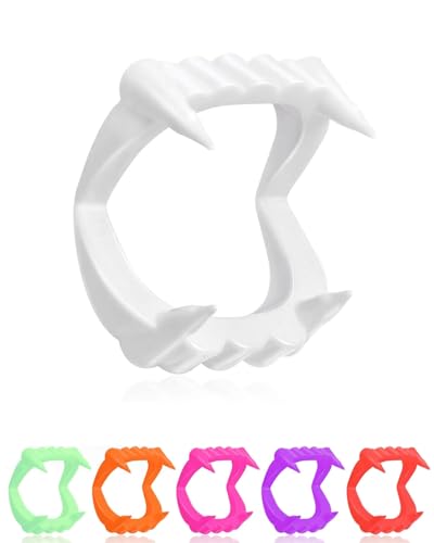 BNREOZA 6 Stück Vampir falsche Zähne, Vampirzähne. Geeignet für Kinder - Halloween und Mardi Gras, 6 Farben von BNREOZA